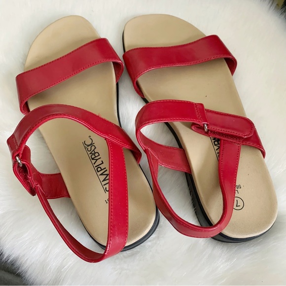 SIMPLY BASICS Vintage Lois Red Strappy Sandals Size 7 - Picture 3 of 7